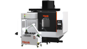 Mazak Corp., VC-Ez 20 Vertical Machining Center, Vertical Machining Center, automation-ready machine, cobot installations, Mazak Automation System, CC-10, CC-16, Cobot System models, CC-10 and CC-16 Cobot System models, ANUC CRX-10iA/L, Universal Robots UR16e, collaborative human-robot workflows