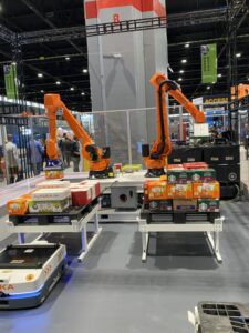 FMCG, AUTOMATE 2023, KUKA Robotics, KMR iiwa, KMP 600-S diffDrive, KMR CYBERTECH, LBR iisy cobot, Ready2_educate and Ready2_educate_arc training carts, Airskin, AGILUS, DELTA HM and SCARA robots, Loci Robotics, Waybo