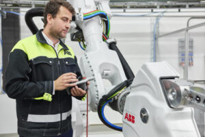 ABB Robotics, Marc Segura, ABB’s OmniCoreTM controller, TrueMove, QuickMove, spot welding, laser welding, screwdriving and riveting, Joerg Reger, electric vehicles, automotive