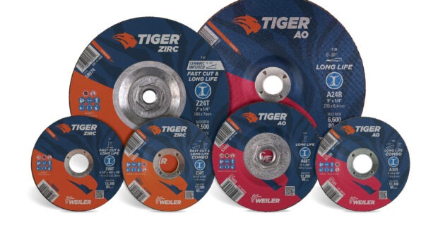 Abrasives Leap Forward: Extending Product Life Spans and Enhancing Performance, Abrasives Provider Offers the Next Evolution of Abrasives, Tiger 2.0 zirconia alumina, aluminum oxide cutting, grinding and combo wheels, Weiler Abrasives, 0% longer to increase efficiency in operations’ cutting and grinding applications