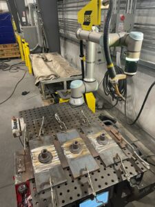 Acoustical Sheetmetal Co., ESAB, ESAB Cobots, TIG, MIG, cobots, George Myers, ESAB’s Technology & Research Center, Brandon Allen, Aristo® 500ix, RobustFeed U82 wire feeder, Universal Robots’ robotic arm and a Siegmund weld table, UR20e cobot arm, Warrior, Cutmaster® A60