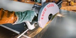 ESCO APS-438 Air-Powered Saw and Quick-Clamp, ESCO, pneumatic saw and clamp, heat affect zone fabrication of ships and other large structures