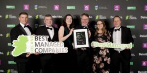 Combilift, Deloitte’s Best Managed Company Award, 12th Consecutive Year, Platinum winner, eloitte’s prestigious awards ceremony in Dublin, Deloitte Best Managed Company award, Martin McVicar, Robert Moffett