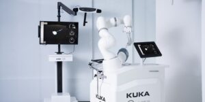 HLTH 2024, medical innovations, KUKA Robotics, KUKA Robot Development Kit using a LBR MED 14 R820 cobot, KUKA’s LBR iisy cobot, ultrasound technicians and sonographers, Haply Inverse3 Hapatic Feedback Teleop Device, OptoForce FT Sensor