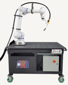 Small Shop Big Gains, robotic automation, robotic work cell, ArcWorld HC, Power and Force Limiting (PFL) technology, provisions for fume mitigation, arc flash protection and an e-stop, Dress packs, Weld torches, Servo positioners, weld cells, welding cells